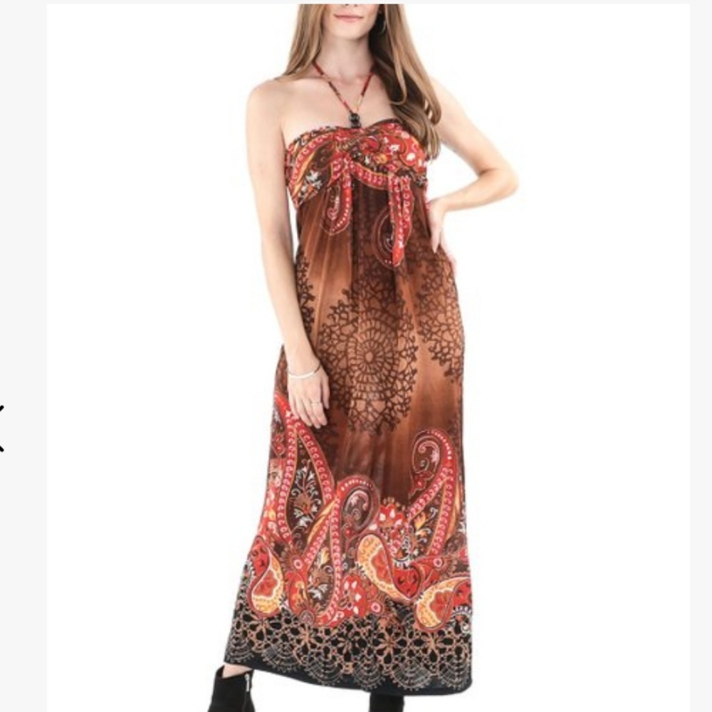 Glam Paisley Gathered Maxi Dress
